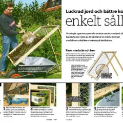 Man bygger kompost av lastpallar. Enkel modell för att sålla jord och kompost.