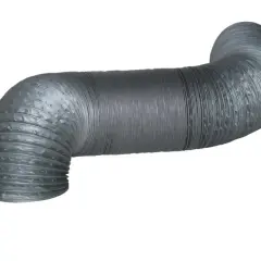 En böjd, grå, flexibel ventilationsslang som leder luften dit den behövs.